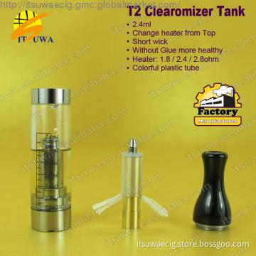 New products 2013 fashion design tank  T2 2.4ml big vapor